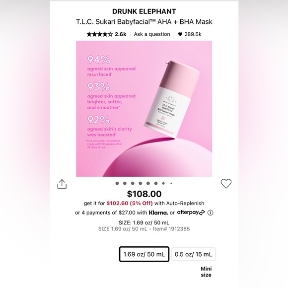 SOLD- Drunk Elephant TLC Sukari Babyfacial - Picture 2 of 3